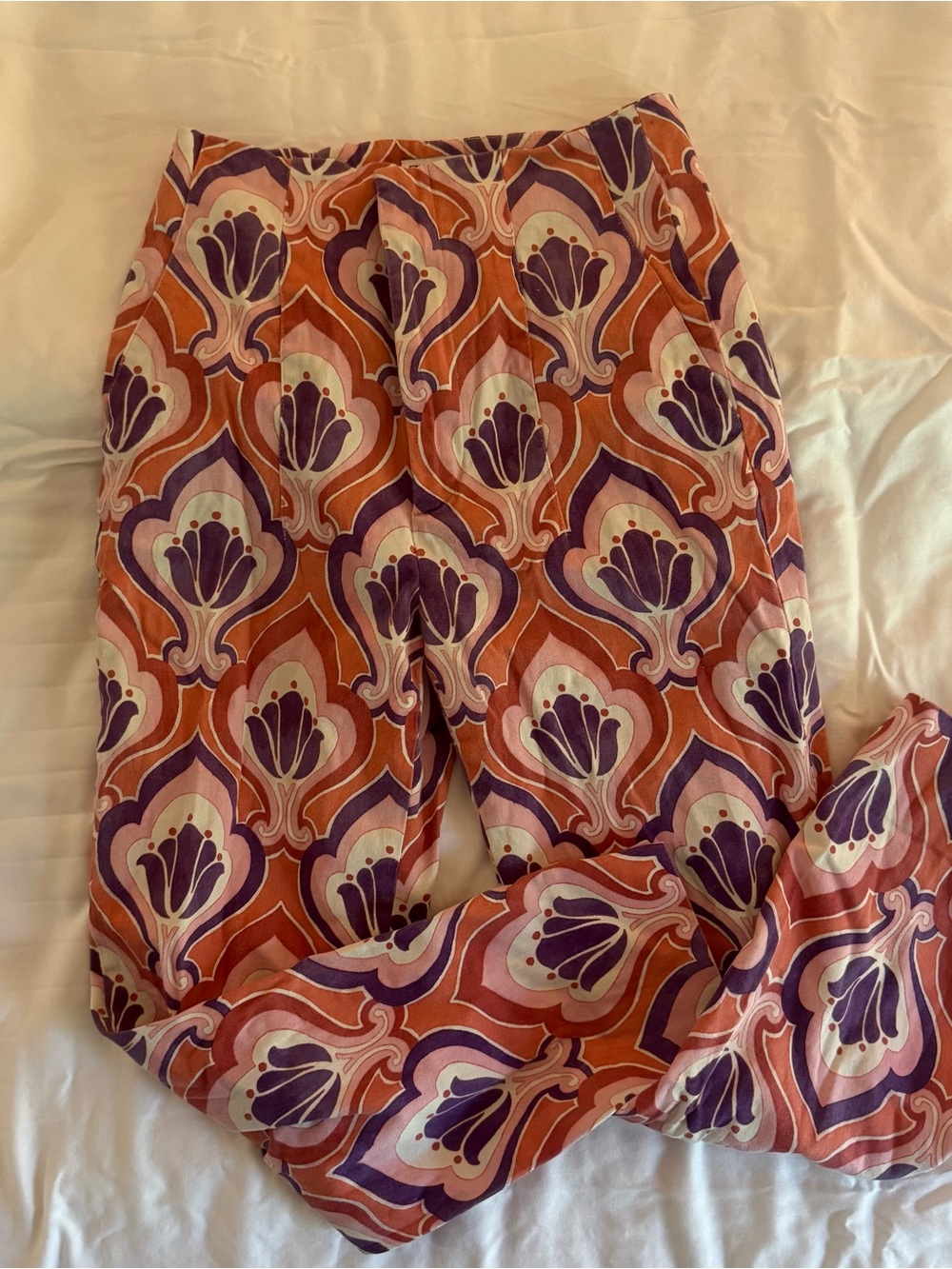 Zara Orange and Purple Floral-Print Leggings
